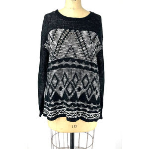 David Kahn Vintage Black Diamond Knit Pullover Sweater Top Size Large L